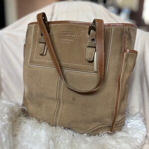 Coach suede tan shoulder bag